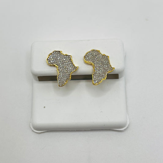10k Gold Diamond Africa Earrings 15mm (Screwback)