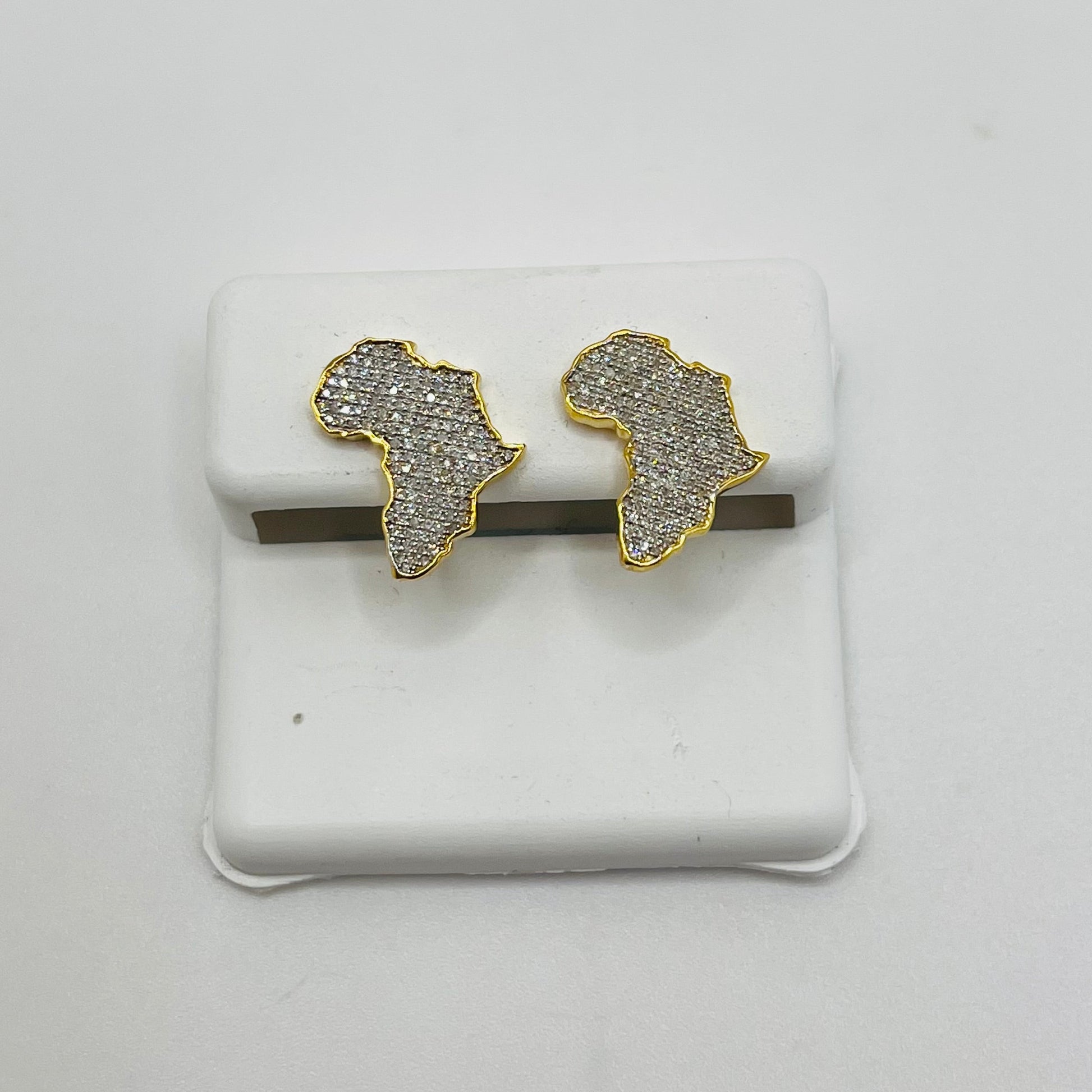 10K Gold Diamond Africa Earrings | Face Size: 15mm