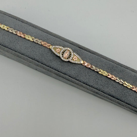 10k Gold Pulsera Luz de María 7.5”
