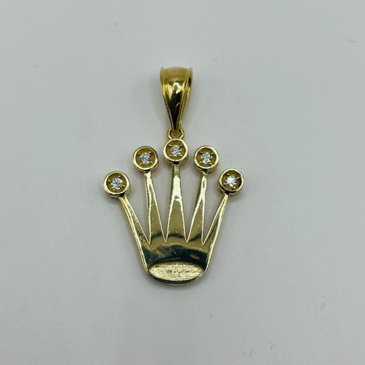10k Gold Cz Multi-Point Rx Crown Charm