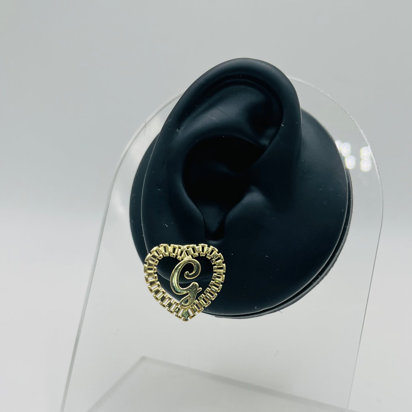 10k Gold RX Initial Heart Earrings