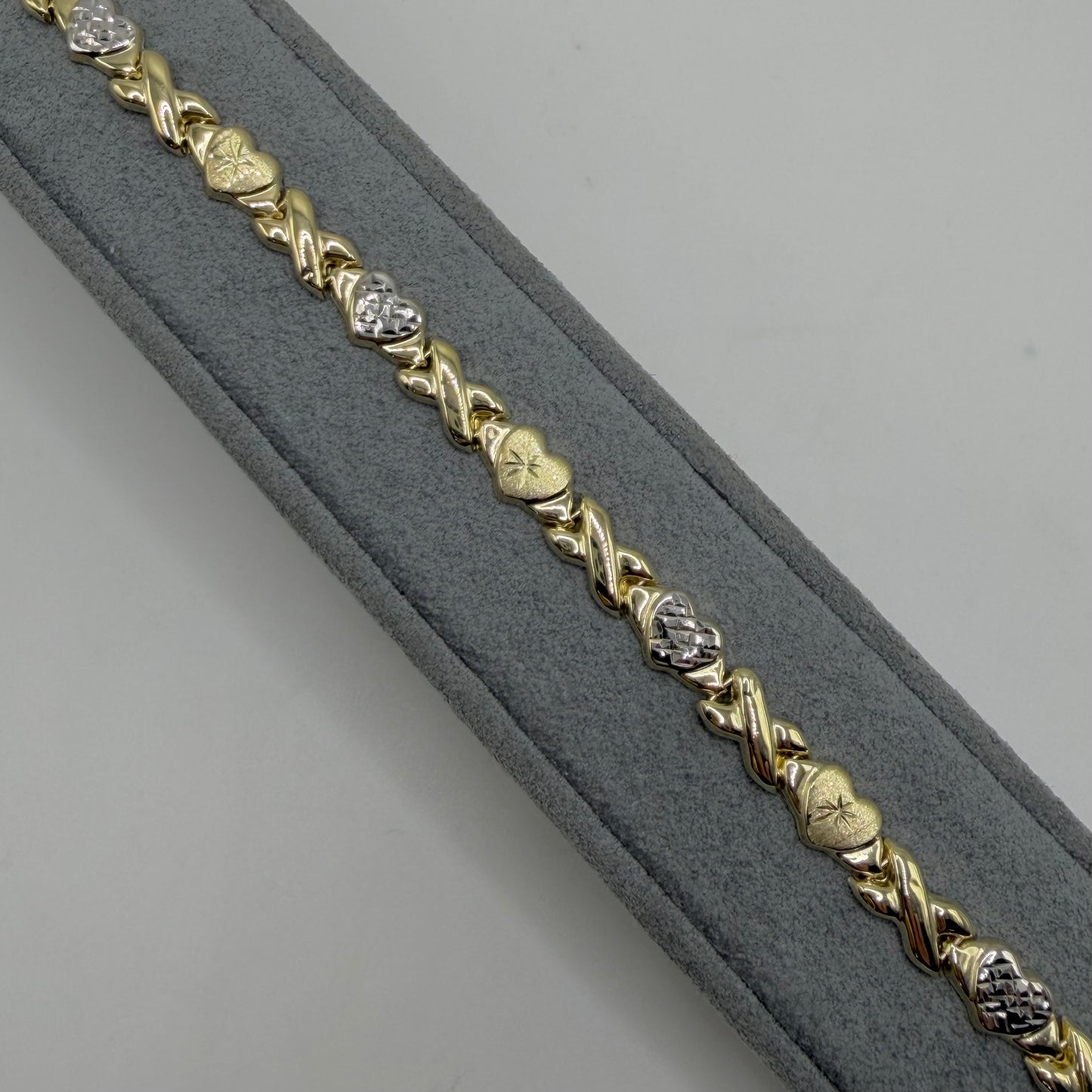 10k Gold Two- Tone XO Bracelet