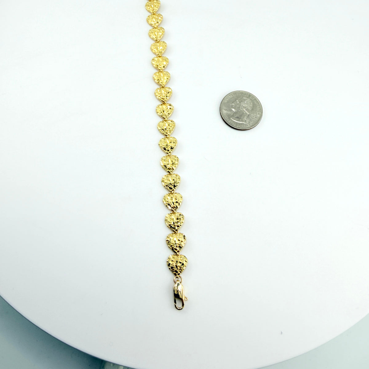 10K Gold Nugget Bracelet - Hearts