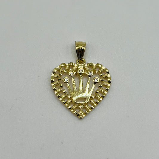 10K Gold RX  Heart Charm with Crown (MED)
