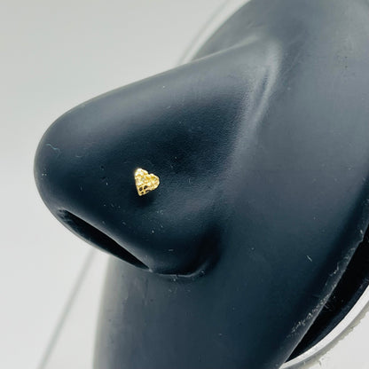 14K Gold Heart Nugget Nose Ring