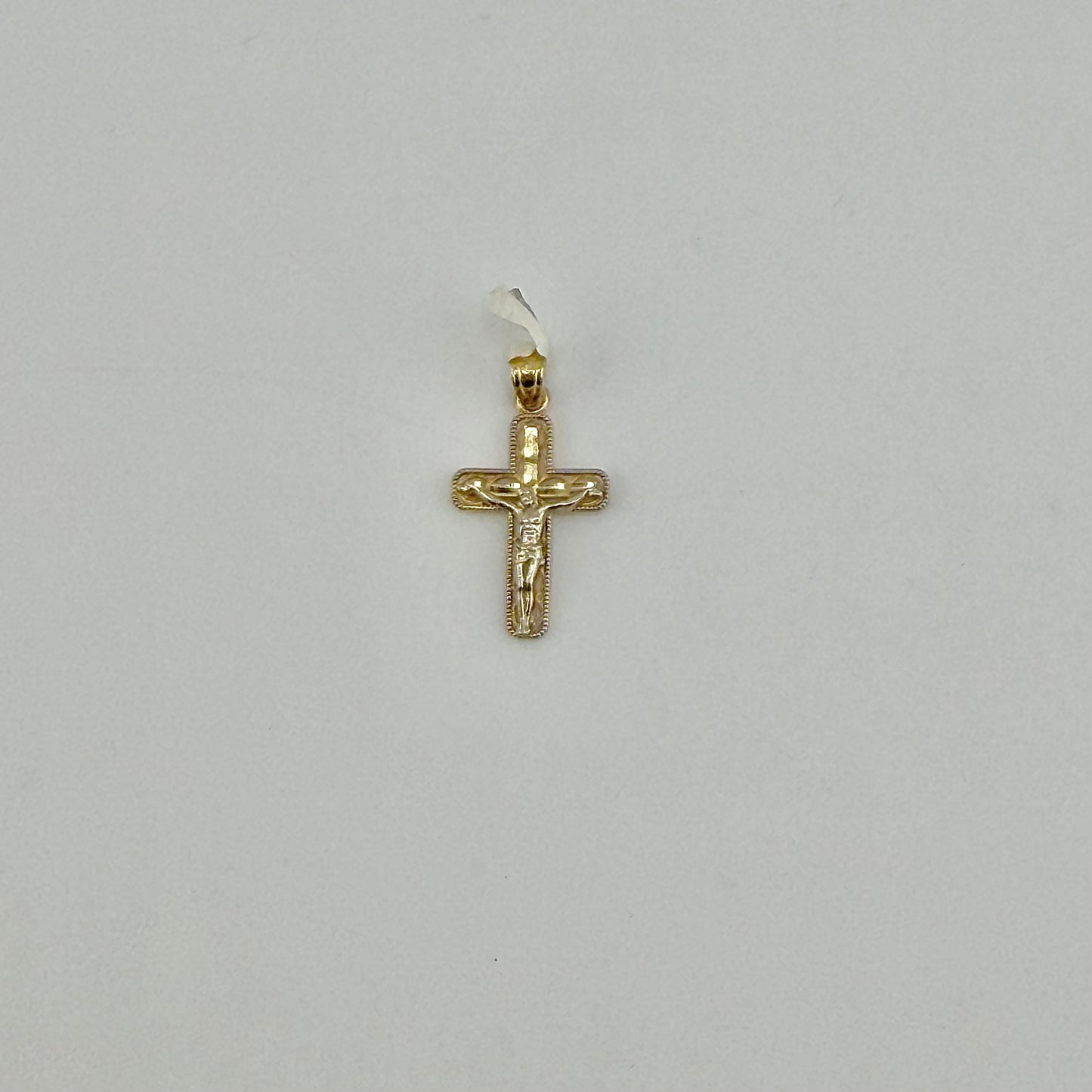 14k Gold two tone Crucifix Dainty Cross Charm