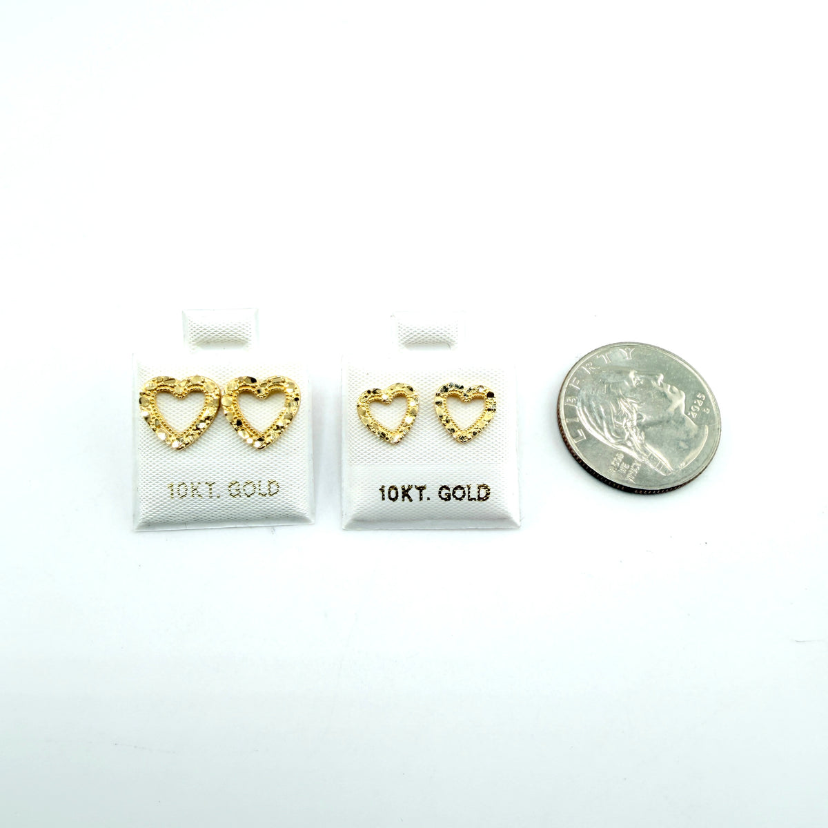 10K Gold Baby Open Heart Nugget Earrings