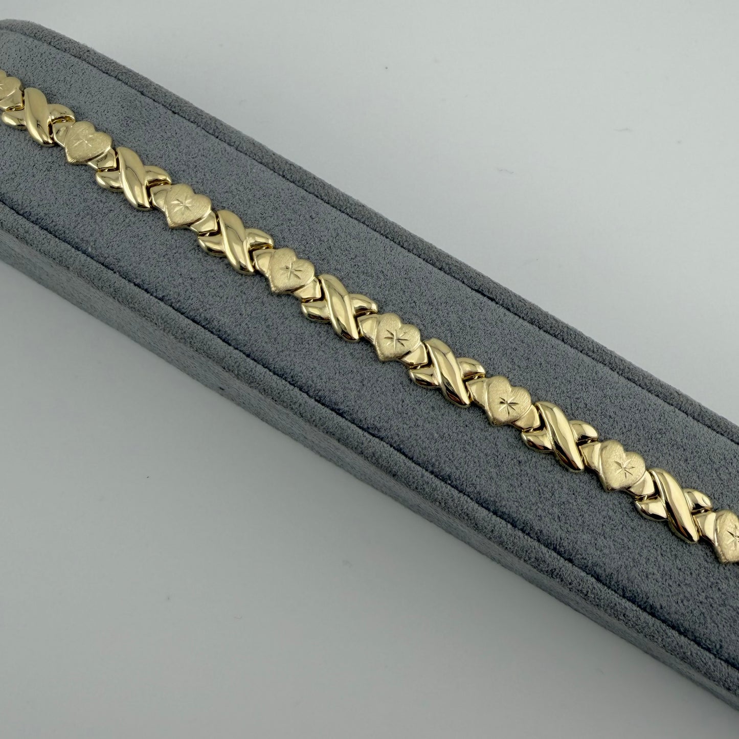 10k Gold XO Matte Finish Bracelet
