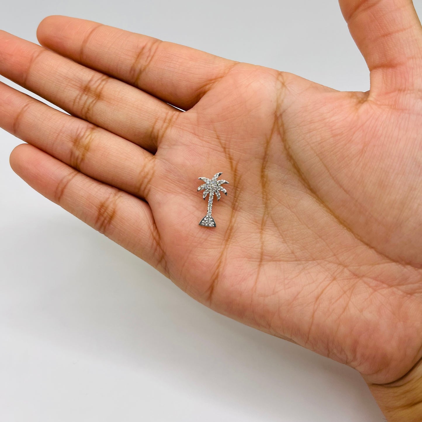 14k White Gold Palm Tree Pendant