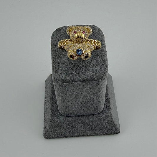 10k Gold Sparkling Cz Cub Bear