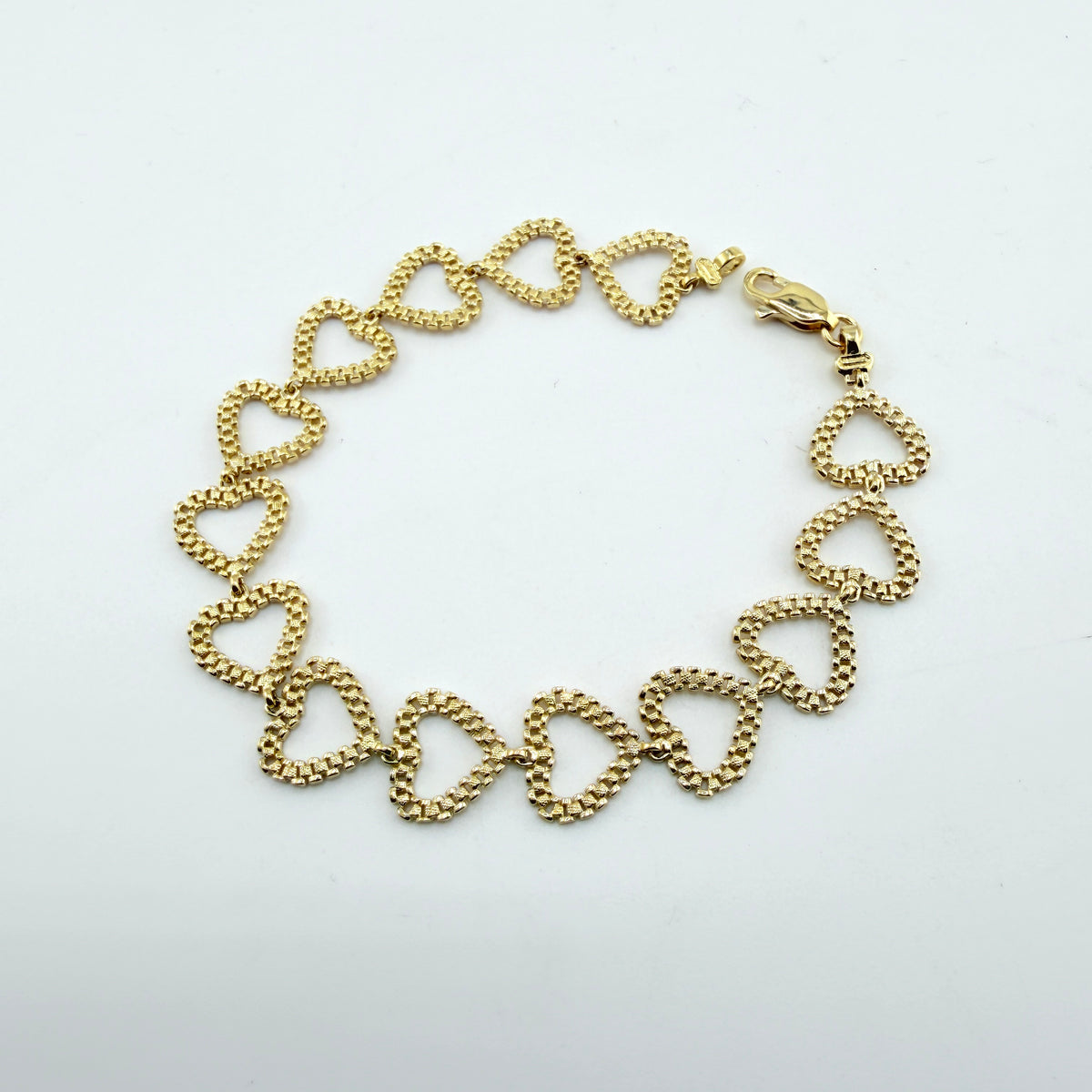 10K Gold RX Open Hearts Bracelet