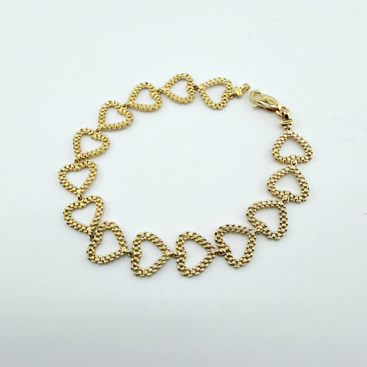 10K Gold RX Open Hearts Bracelet
