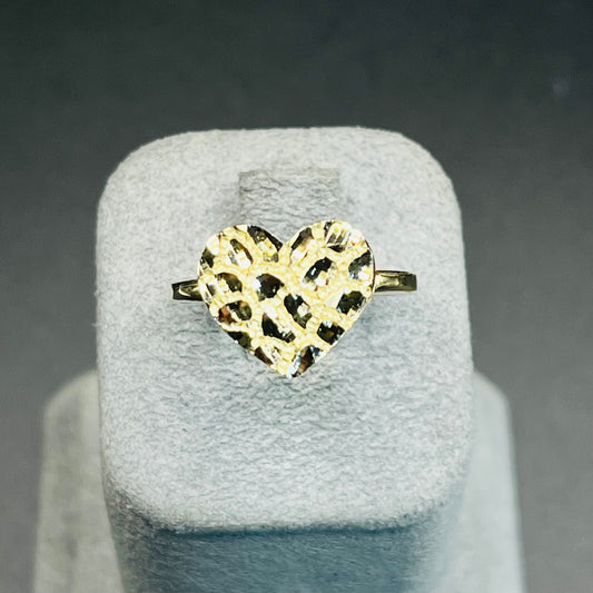 10K Gold Flat Heart Nugget Ring