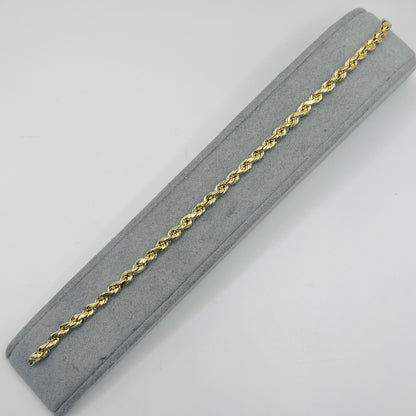 10K Gold Hollow Rope Bracelet 4MM