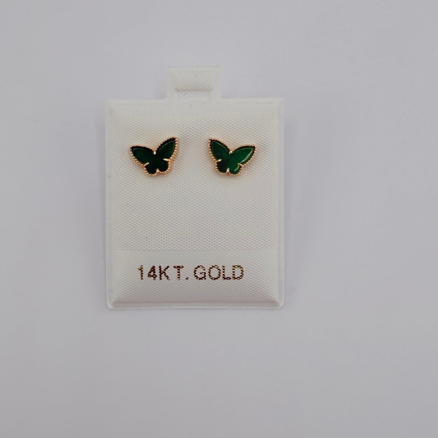 14k Gold Jade Butterfly Earrings