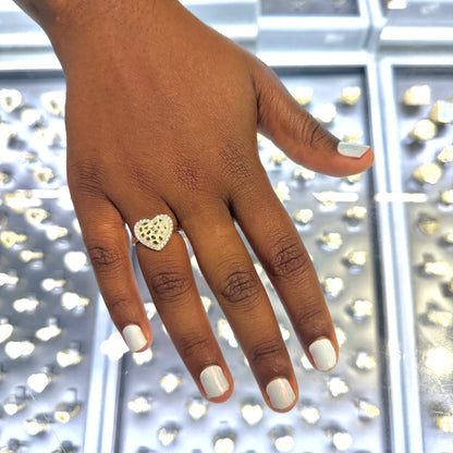 10K Gold Deluxe Nugget Heart with CZ border