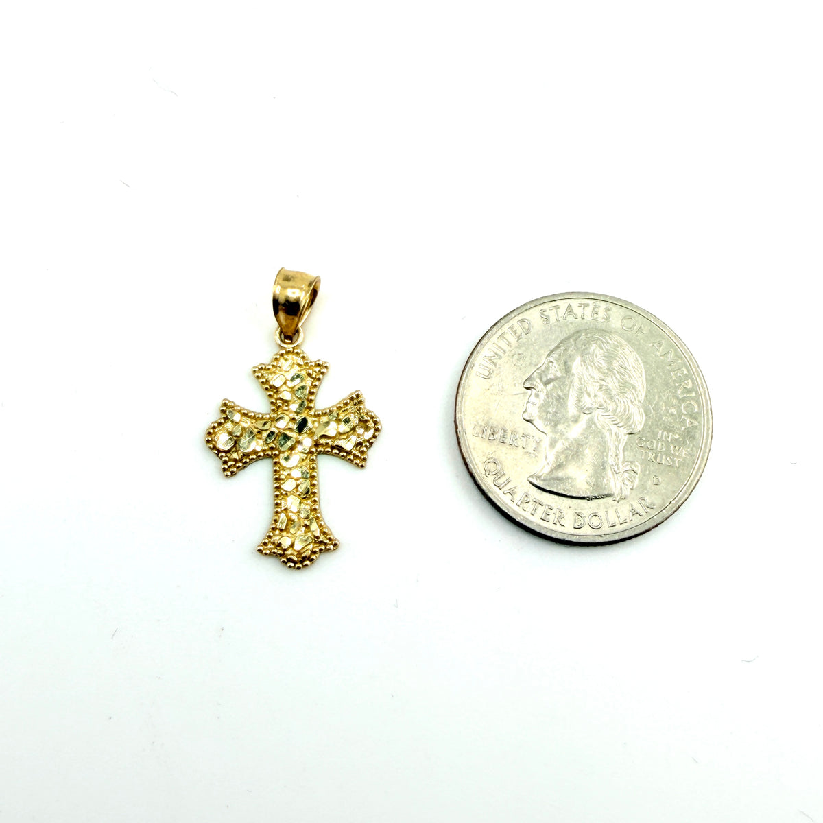 10k Gold Earthborn Nugget Cross Pendant (S)