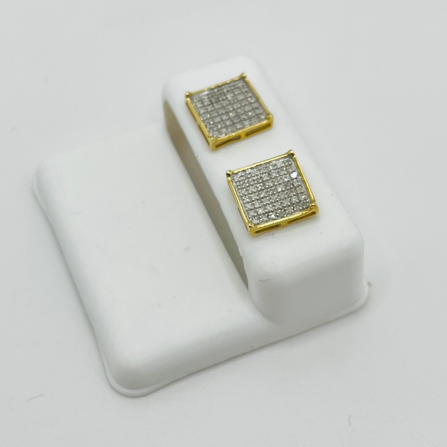 10k Gold Flashing Diamond Square Earrings