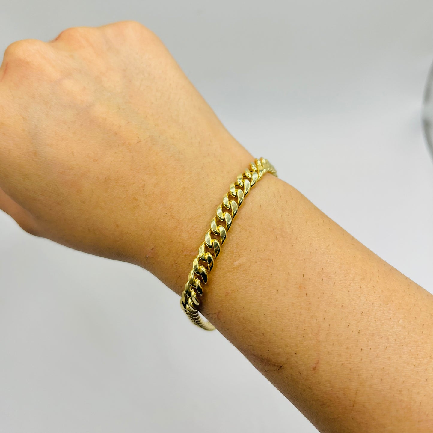 14K Gold 5.5mm Hollow Lightweight Miami Cuban Bracelet