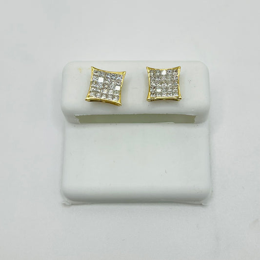 14k Gold Diamond Princess Cut Kite Earrings