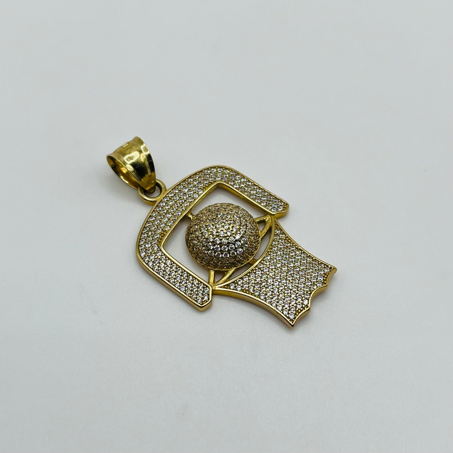 10k Gold Cz Basketball BackBoard Charm