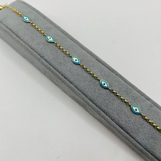 14k Gold Radiant Evil Eye Bracelet