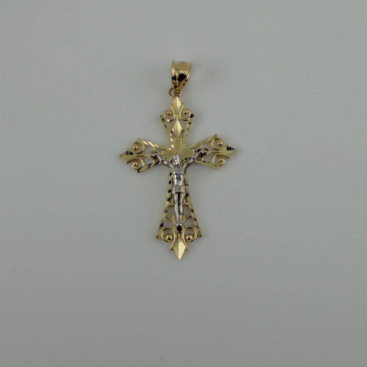 10k Gold Two Tone Spirals Crucifix Cross Charm