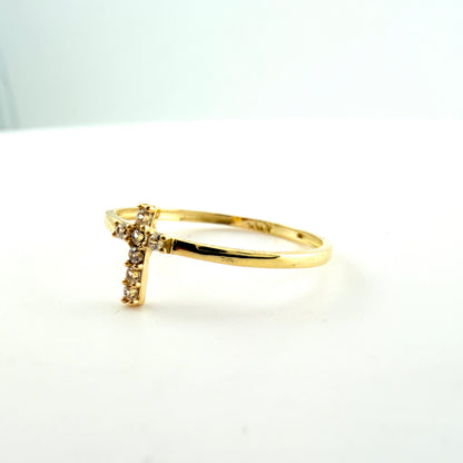 10k Gold Mini CZ Cross Ring