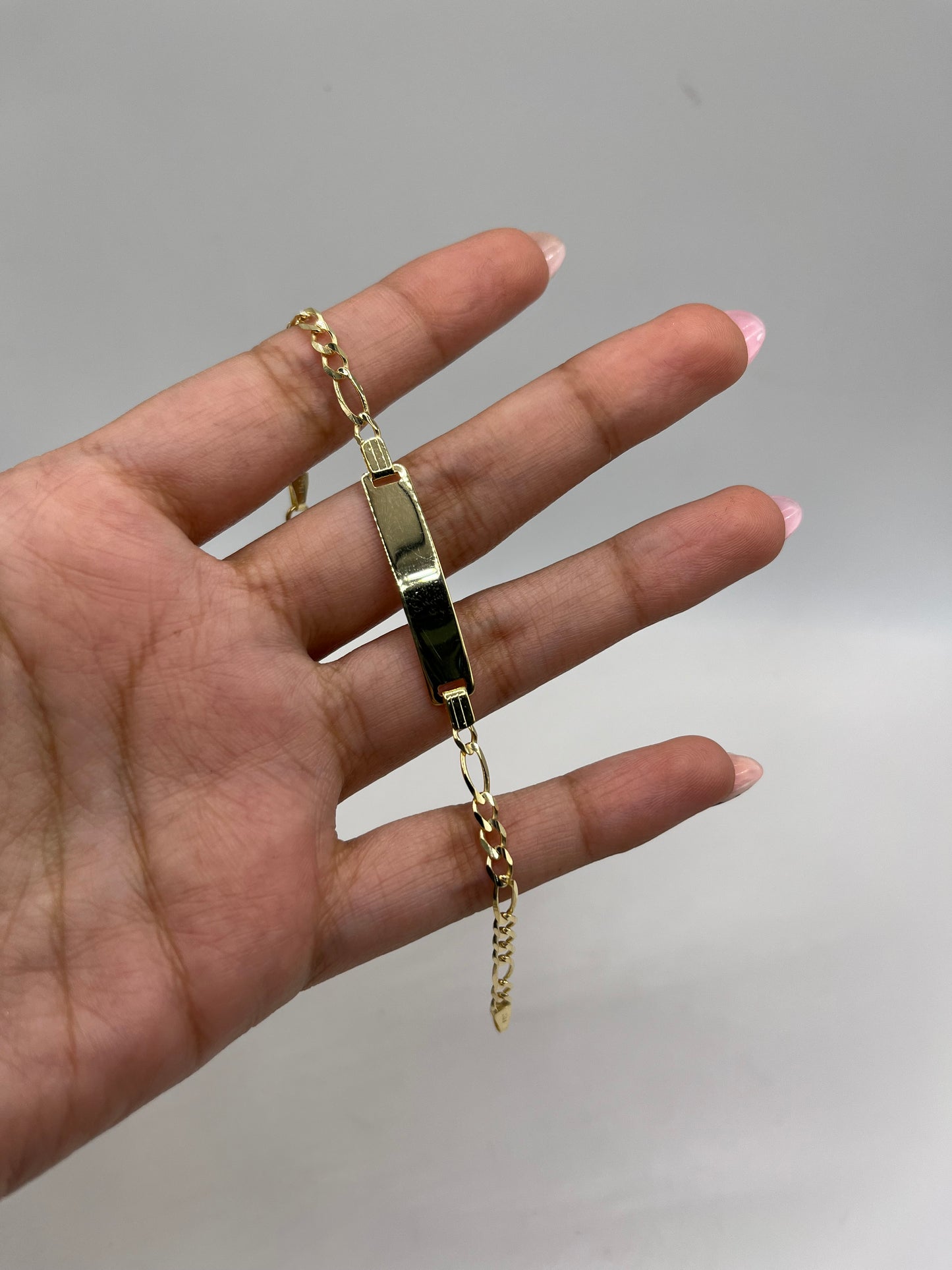 10K Gold 3mm Solid Figaro ID Bracelet