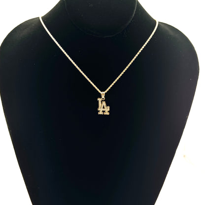 10K Gold LA Necklace charm and chain in real gold