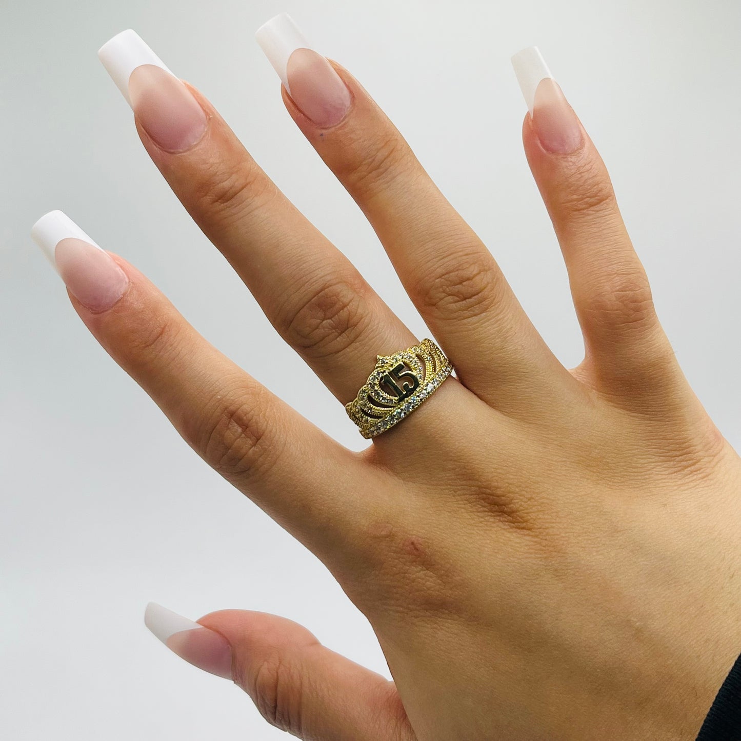 10K Gold CZ Quince Crown Ring