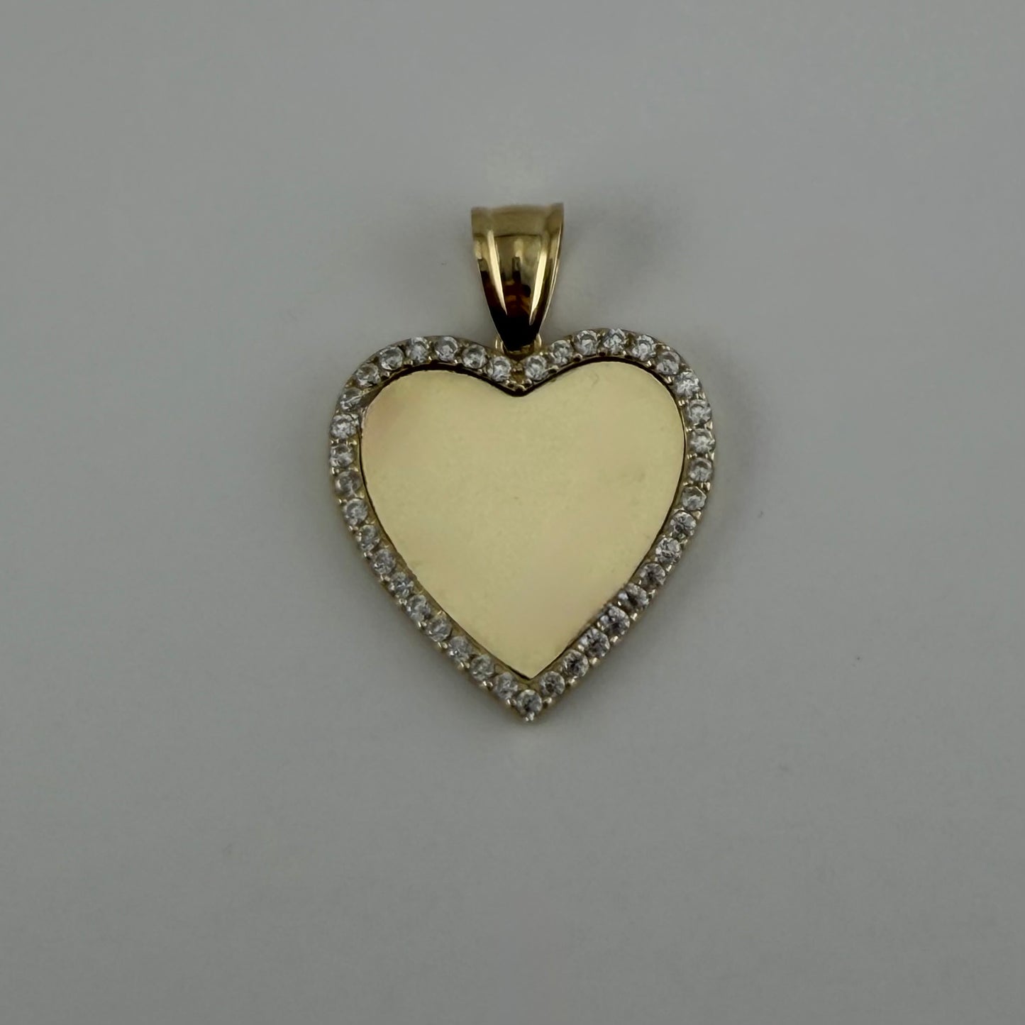 10K Gold Heart Picture Pendant with Cubic Zirconias