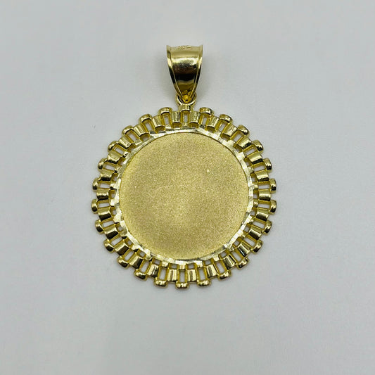 10K Gold RX Round Picture Pendant (Medium)