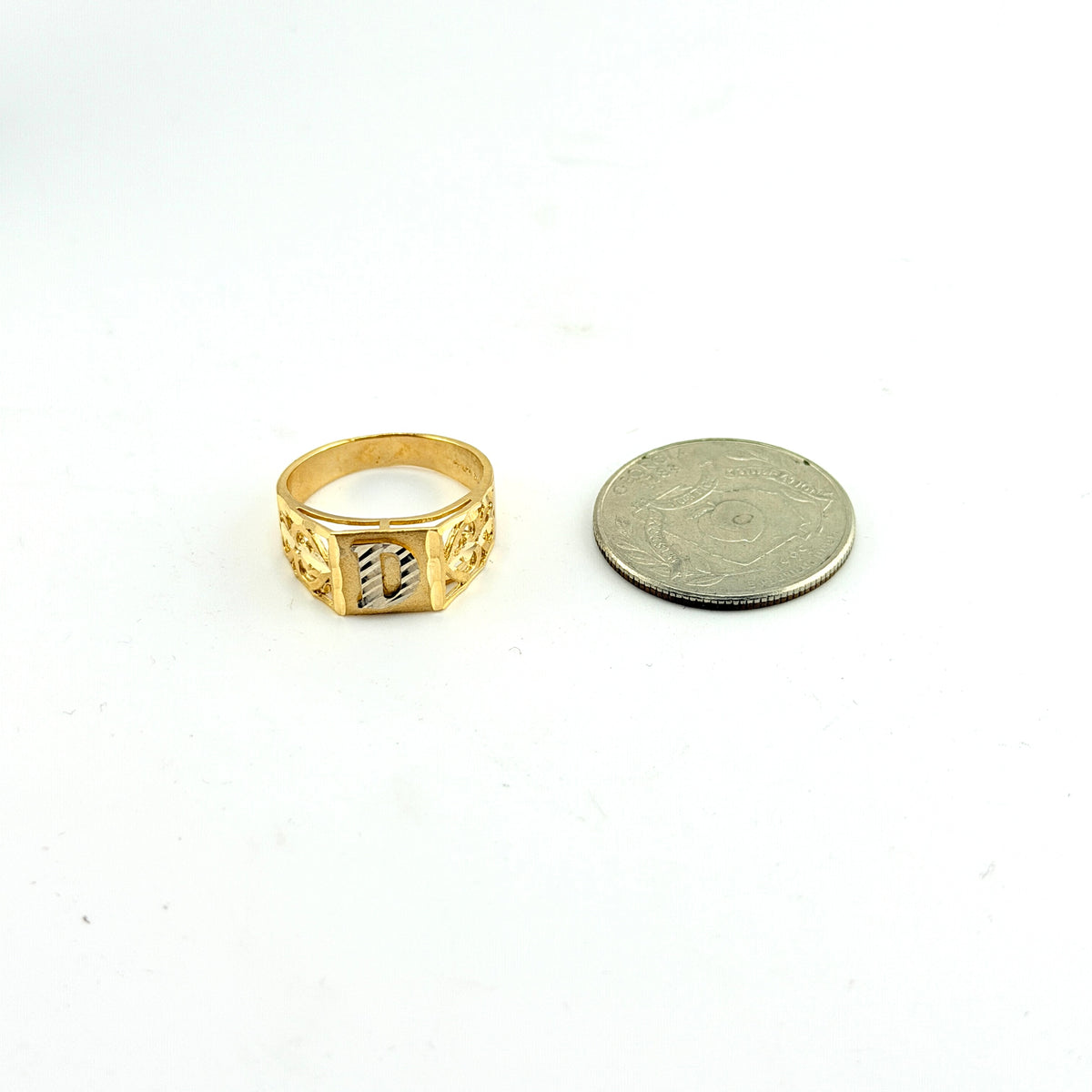 10K Gold Square Initial Ring (medium)