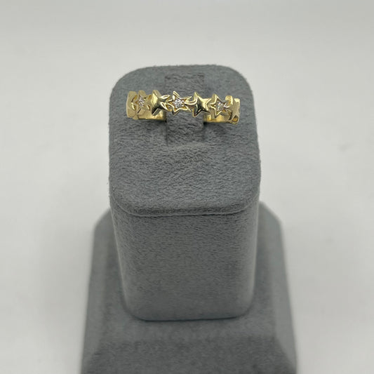 14k Gold CZ Star Band Ring