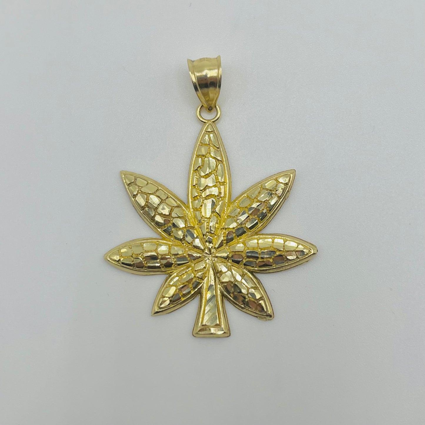 10k Gold Nugget Weed Pendant