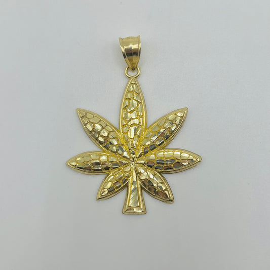 10k Gold Nugget Weed Pendant