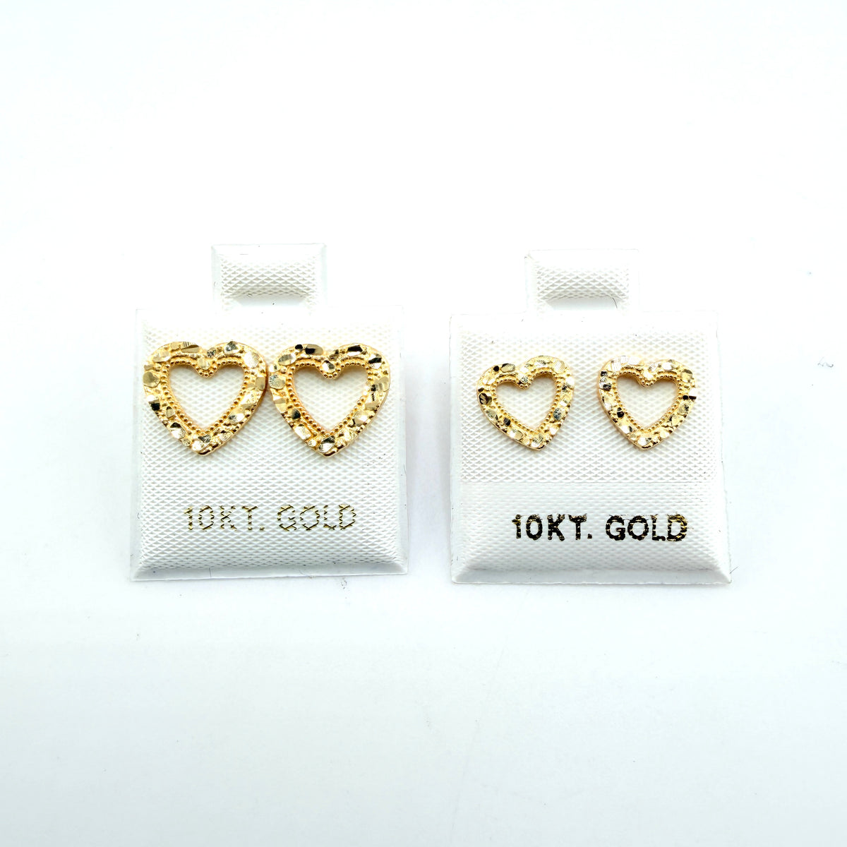 10K Gold Baby Open Heart Nugget Earrings