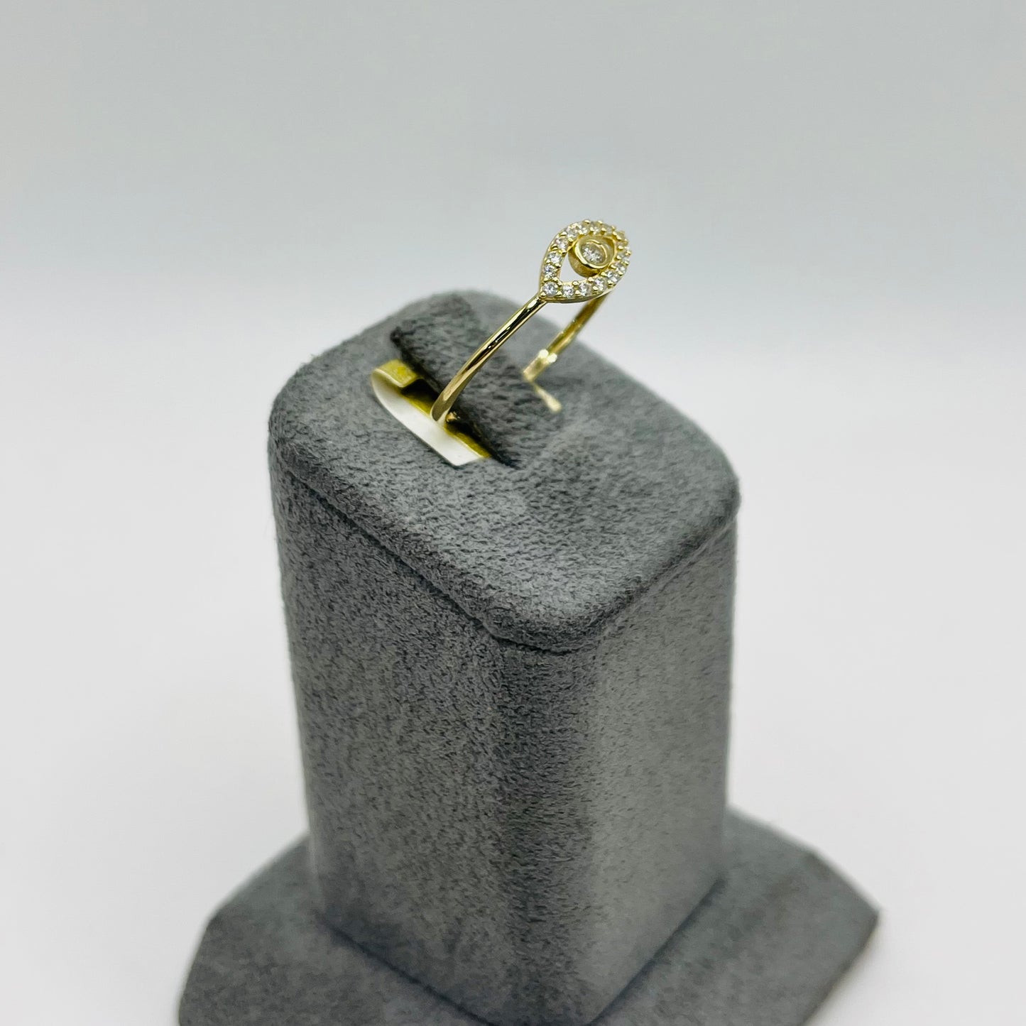 14k Gold White Cz Evil Eye Ring