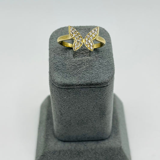 14k Gold Cz Butterfly Ring