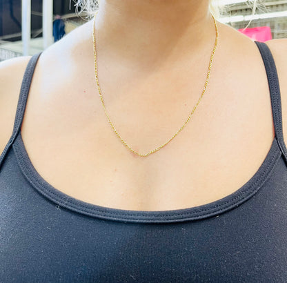 14K Gold Hollow Figaro Chain 2mm