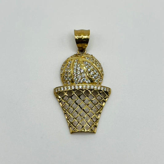 10k Gold Basketball with Net Charm