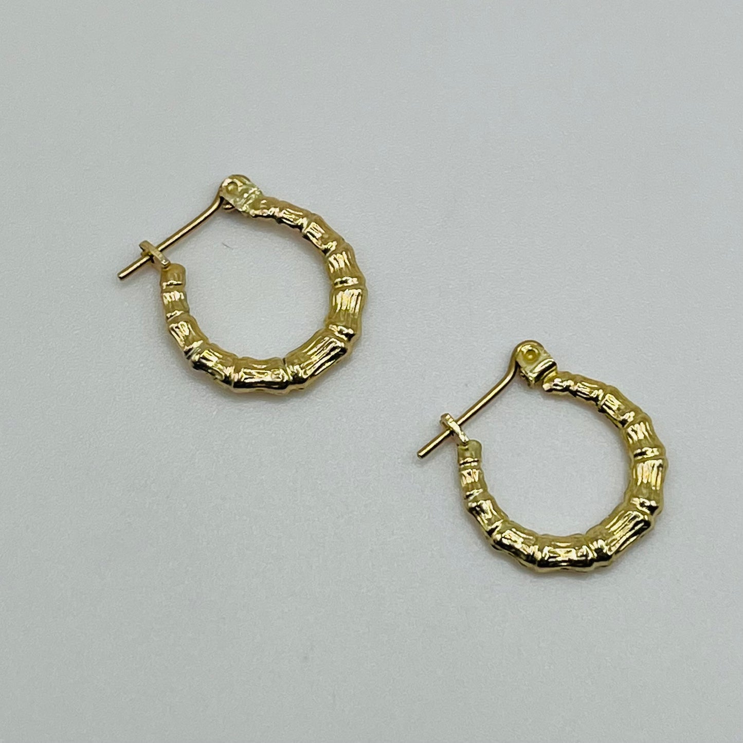 10K Gold Bamboo Hoop Earrings (baby hoops)