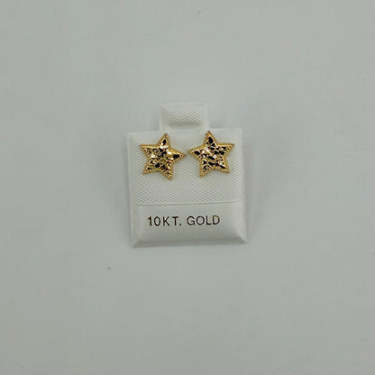 10k Gold Classic Nugget Star Earrings