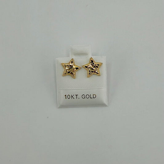 10k Gold Classic Nugget Star Earrings