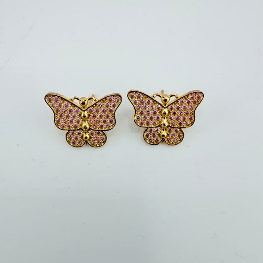 10K Gold CZ Fairytale Butterfly Earrings