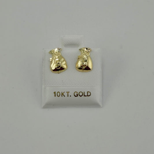 10k Gold Mini Money Bag Earrings
