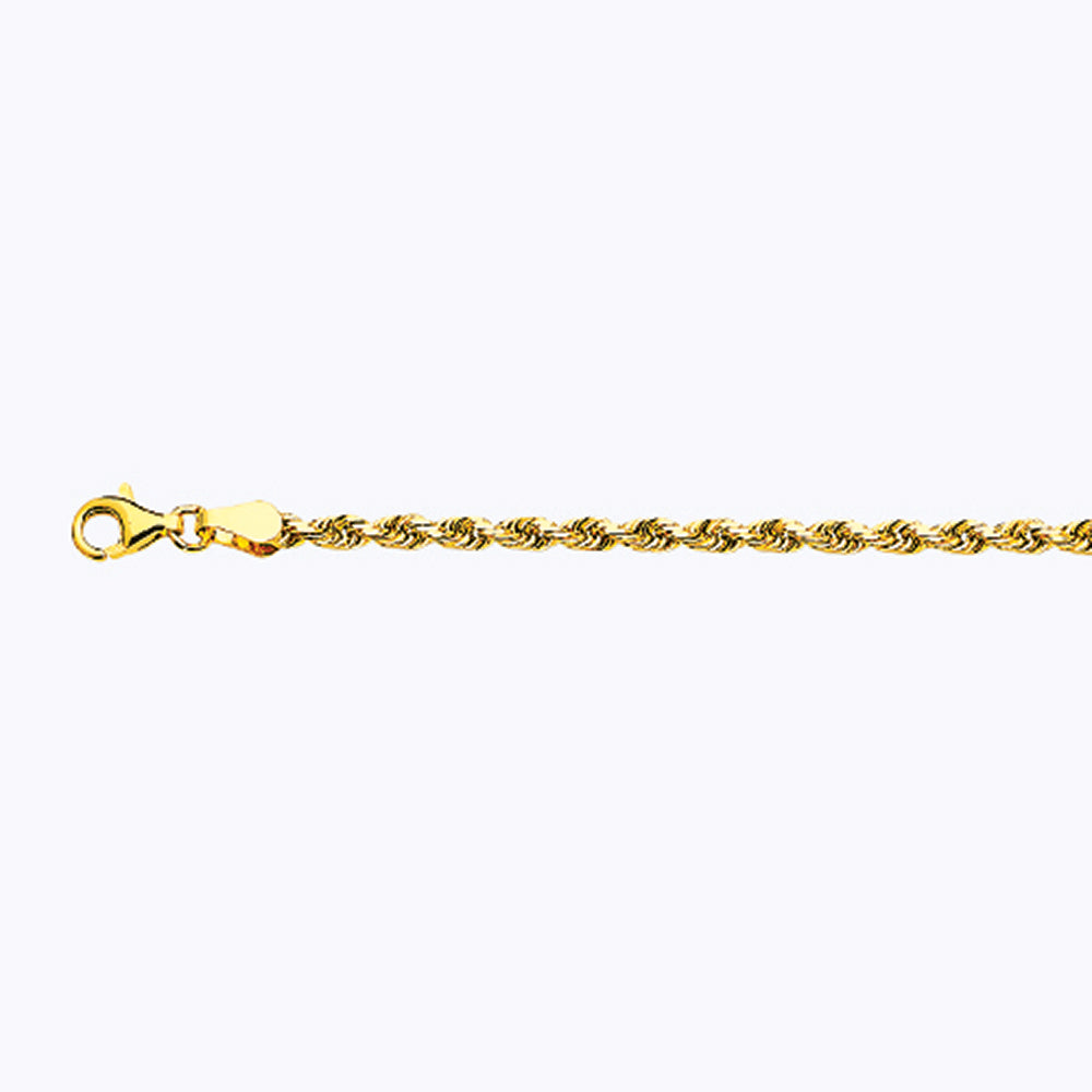 10K Gold Solid 3mm Solid Diamond Cut Rope Chain