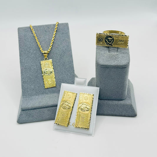 10K Gold $100 Bill Set