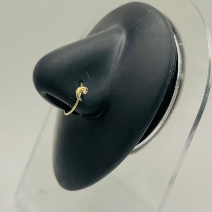 14K Gold CZ Moon and Star Nose Ring Hoop